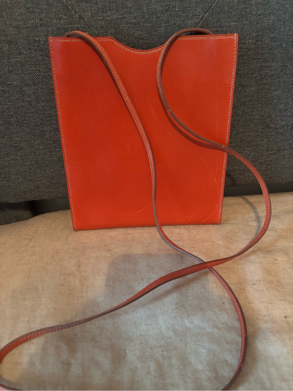 Archival Vintage HERMÈS Box Calf Onimaitou Pochette Crossbody Bag- Rare Orange H